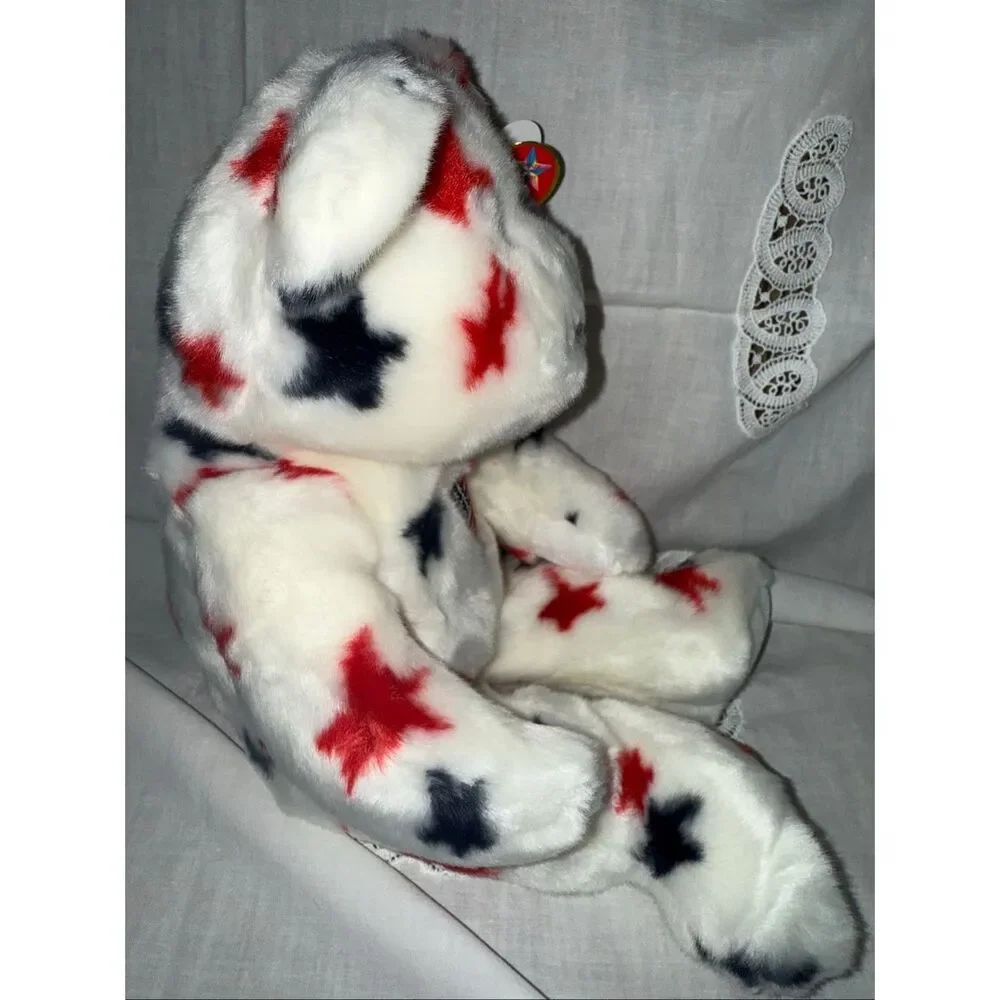 Ty Beanie Buddy Glory Bear 2001 Red White Blue Stars Flag USA Mint Tags 15” TyLO